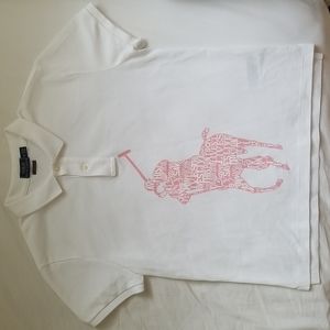 Polo by Ralph Lauren White and Pink Button down Shirt | Big Pony | Size M